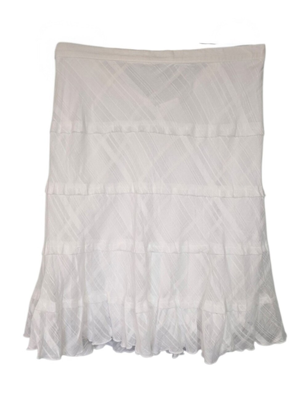 NWT Studio West White Sparkle Tiered Ruffle Flowy‎ Midi Skirt Women's Size L